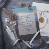 Ocean Beach Seaside Summer QR Code Wedding 招待状
