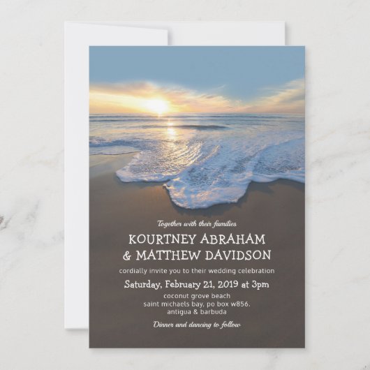 Ocean Beach Seaside Summer Wedding 招待状 (正面)