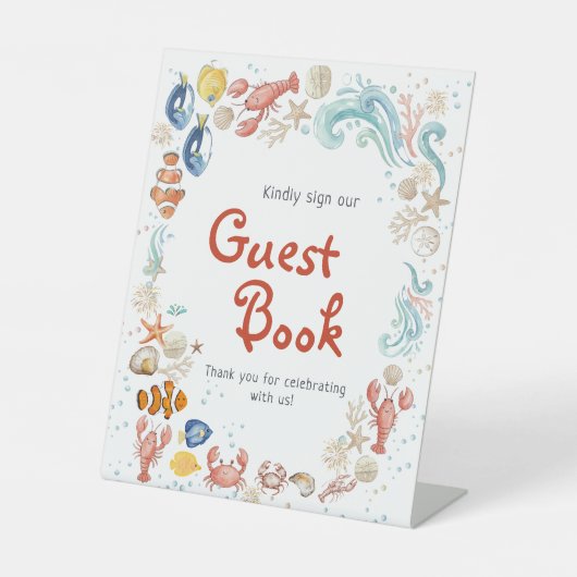 Ocean Beach She Is Catch Bridal Shower Guest Book 台座サイン (正面)