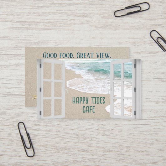 Ocean Beach Window With Surf Scene 名刺 (正面/裏面インサイチュ)