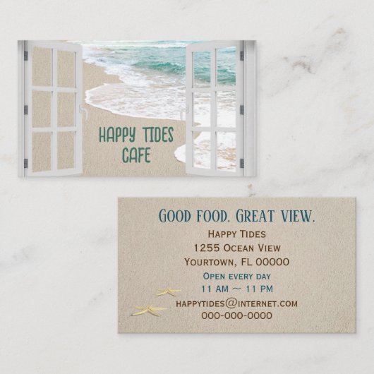 Ocean Beach Window With Surf Scene 名刺 (正面/裏面)