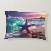 Ocean beach with violet starfish アクセントクッション (裏面)