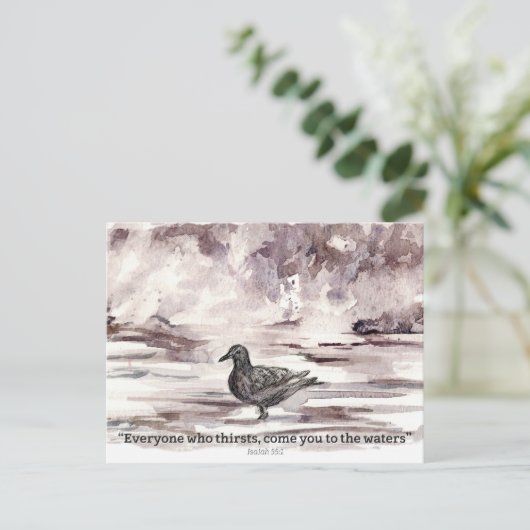 Ocean Bird Scripture Isaiah 55 1 Prayer Card  ポストカード (スタンド正面)
