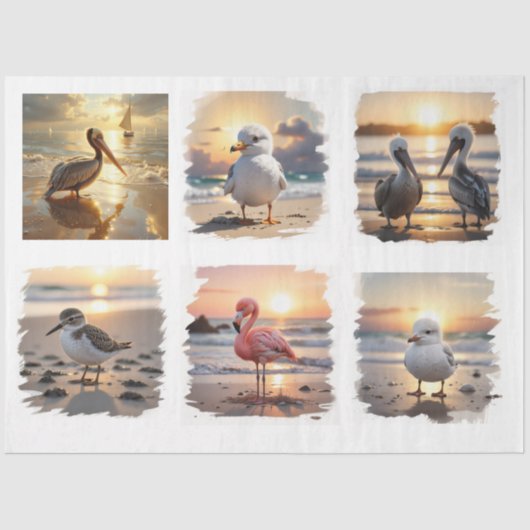Ocean birds at sunset decoupage 薄葉紙 (正面)