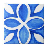 Ocean Bloom Portuguese Minimal Blue and White  タイル (正面)