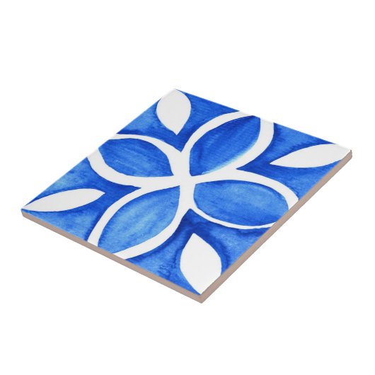 Ocean Bloom Portuguese Minimal Blue and White タイル (側面)