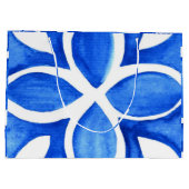 Ocean Bloom Portuguese Minimal Blue and White ラージペーパーバッグ (裏面)