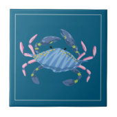 Ocean Blue Crab Marine Life Artistic Tile タイル (正面)