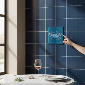 Ocean Blue Crab Marine Life Artistic Tile タイル