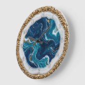 Ocean Blue Geode Epoxy Wall Clock ラージ壁時計 (傾斜)