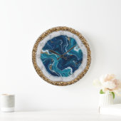 Ocean Blue Geode Epoxy Wall Clock ラージ壁時計 (ホーム)