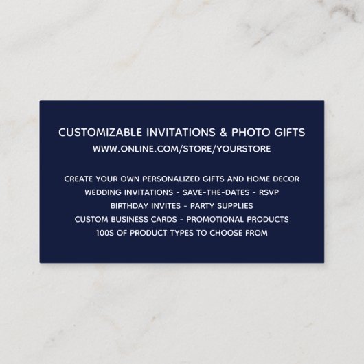 Ocean Blue Glitter Navy Online Store 名刺 (裏面)