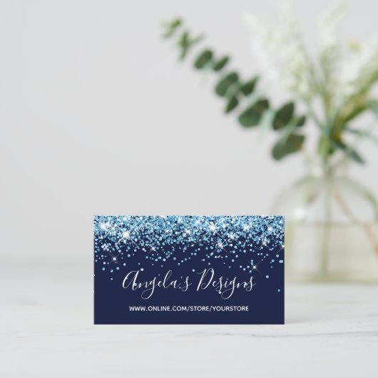 Ocean Blue Glitter Navy Online Store 名刺 (スタンド正面)