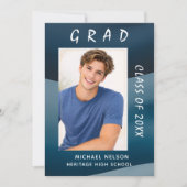 Ocean Blue Grad Photo Invitation Card 招待状 (正面)