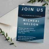 Ocean Blue Grad Photo Invitation Card 招待状