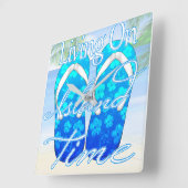 Ocean Blue Island Time スクエア壁時計 (傾斜)