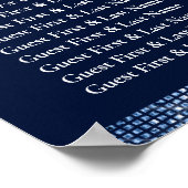 Ocean Blue Navy Floral Table Plan Seating ポスター (角)