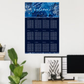 Ocean Blue Navy Floral Table Plan Seating ポスター (ホームオフィス)