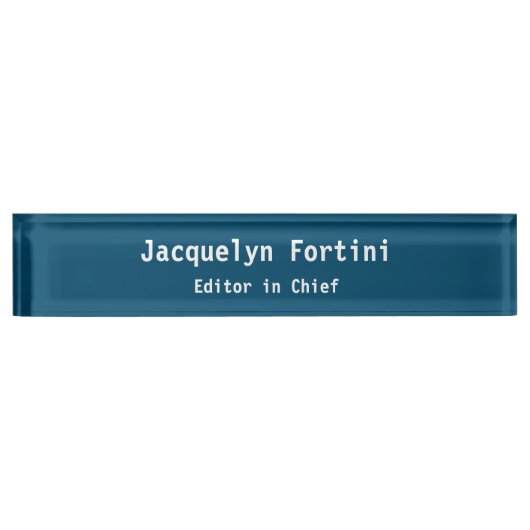 Ocean Blue Plain Elegant Modern Minimalist Simple デスクネームプレート (正面)