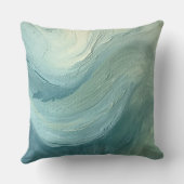 Ocean Blue Sage Green Modern Coastal Waves Print クッション (裏面)