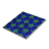 Ocean Blue Tribal Green Sea Turtles タイル (側面)