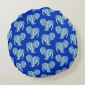 Ocean Blue Tribal Tattoo Manatees ラウンドクッション (裏面)