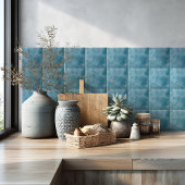 Ocean Blue Watercolor Modern Coastal Kitchen タイル