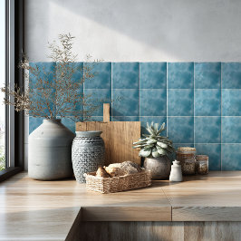 Ocean Blue Watercolor Modern Coastal Kitchen タイル
