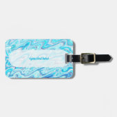 Ocean Blue Wave Marble Texture Abstract Liquid ラゲッジタグ (正面横)