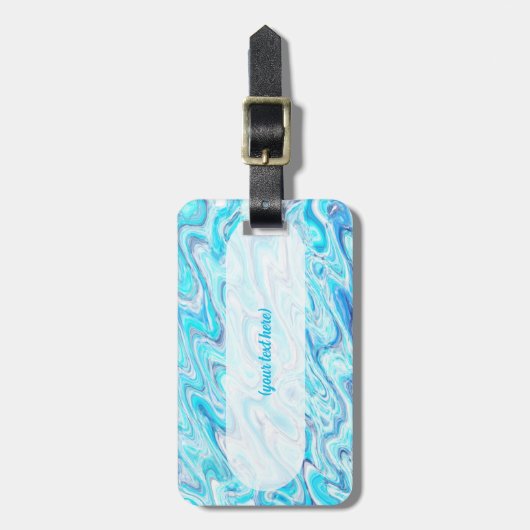 Ocean Blue Wave Marble Texture Abstract Liquid ラゲッジタグ (正面縦)