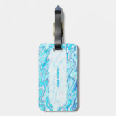 Ocean Blue Wave Marble Texture Abstract Liquid ラゲッジタグ (裏面縦)