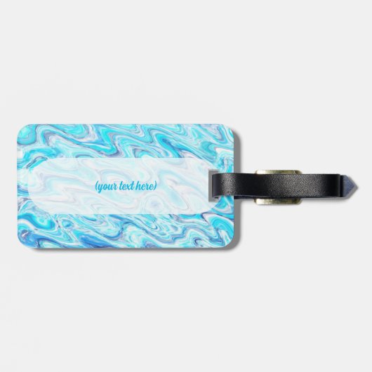 Ocean Blue Wave Marble Texture Abstract Liquid ラゲッジタグ (裏面横)