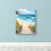 Ocean Boardwalk | Beach Waves Coastal キャンバスプリント (インサイチュ (ウッドフロア))