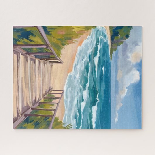 Ocean Boardwalk | Beach Waves Coastal ジグソーパズル (横)