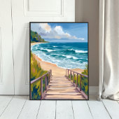 Ocean Boardwalk | Beach Waves Coastal ポスター