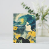 Ocean Brain Waves mixed media Collage ポストカード (スタンド正面)