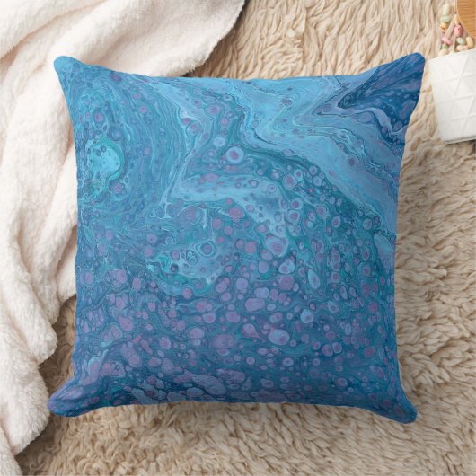 Ocean Breeze 3 Blue Purple Abstract Accent Pillow クッション (ブランケット)