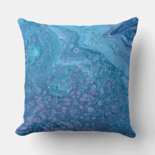 Ocean Breeze 3 Blue Purple Abstract Accent Pillow クッション (正面)