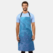 Ocean Breeze 3 Soft Blue Purple Abstract Apron エプロン (着用した状態)