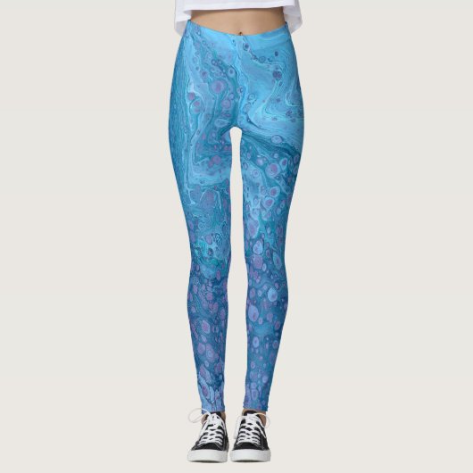 Ocean Breeze 3 Soft Blue Purple Abstract Leggings レギンス (正面)
