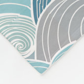 Ocean Breeze Blue & Grey Wave Fleece Throw フリースブランケット (角)