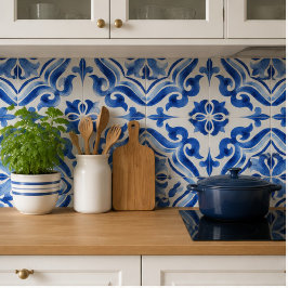 Ocean Breeze Ceramic Watercolor Blue Mosaic タイル