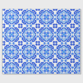 Ocean Breeze Ceramic Watercolor Blue Mosaic ラッピングペーパー (フラット)