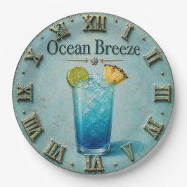 Ocean Breeze Cocktail Coastal Beach Bar Decor ペーパープレート
