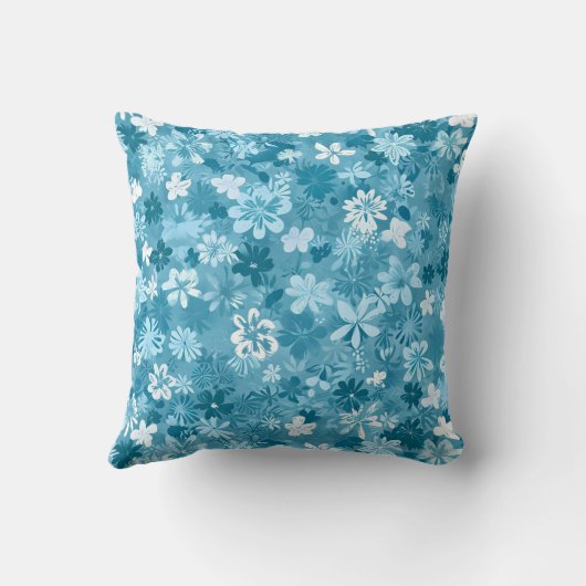 Ocean Breeze Floral Turquoise Botanical クッション (裏面)
