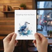 Ocean Breeze: Watercolor Seagull シーズンポストカード