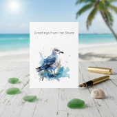 Ocean Breeze: Watercolor Seagull シーズンポストカード
