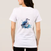 Ocean Breeze: Watercolor Seagull トライブレンドTシャツ (裏面)