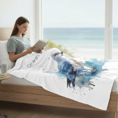 Ocean Breeze: Watercolor Seagull フリースブランケット