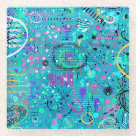 Ocean Bubbles: Maximalist Art ガラスコースター